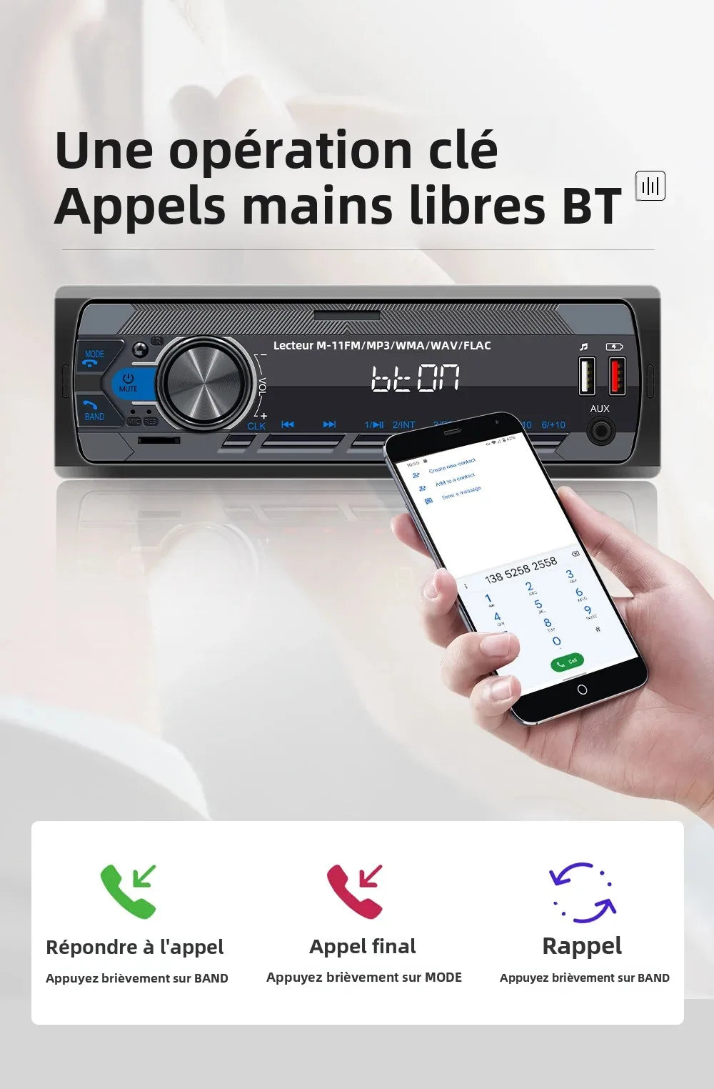 Autoradio Bluetooth - Universel